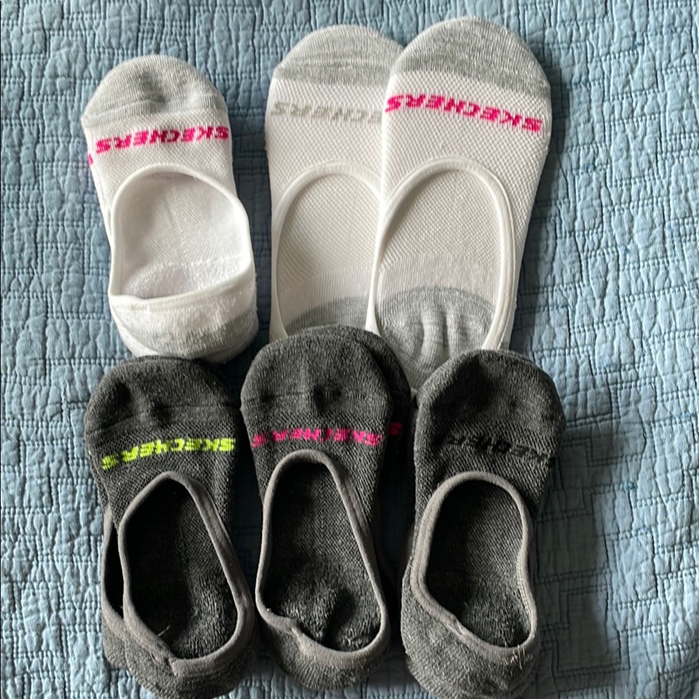 Skechers Casual No-Show Socks White and Gray - 6 pairs